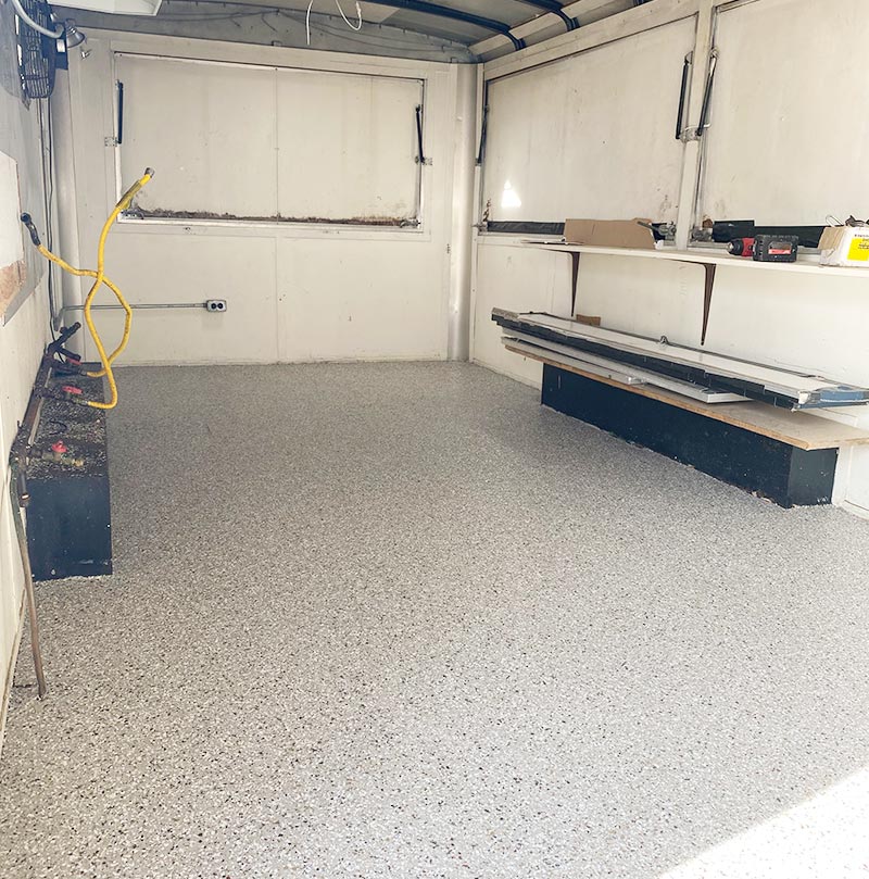 Installation of epoxy floor in food truck