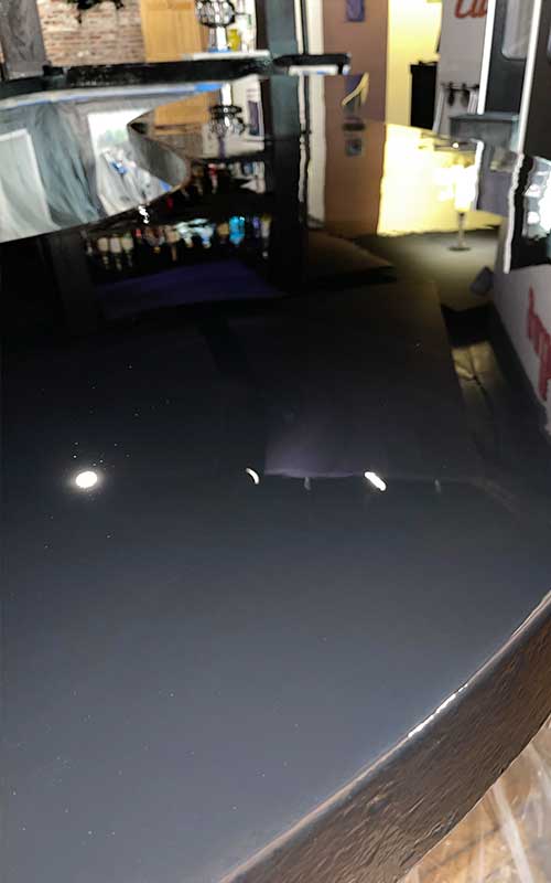 After epoxy installation on commercial countertop