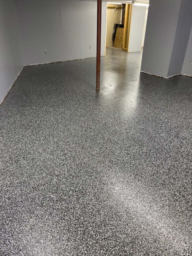basement after epoxy flooring