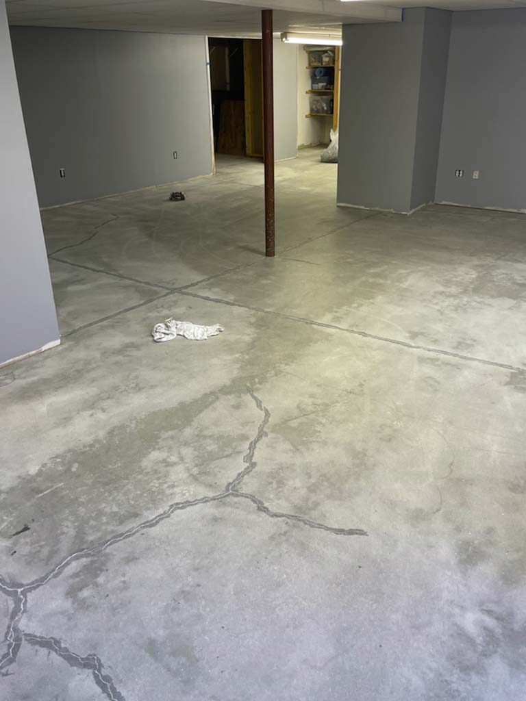 Basement before epoxy flooring