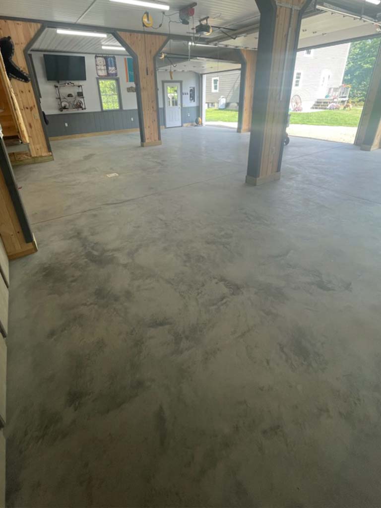 Before epoxy floor installation in large garage