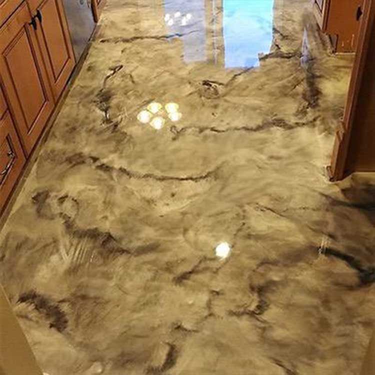 metallic epoxy kitchen floor in Maine