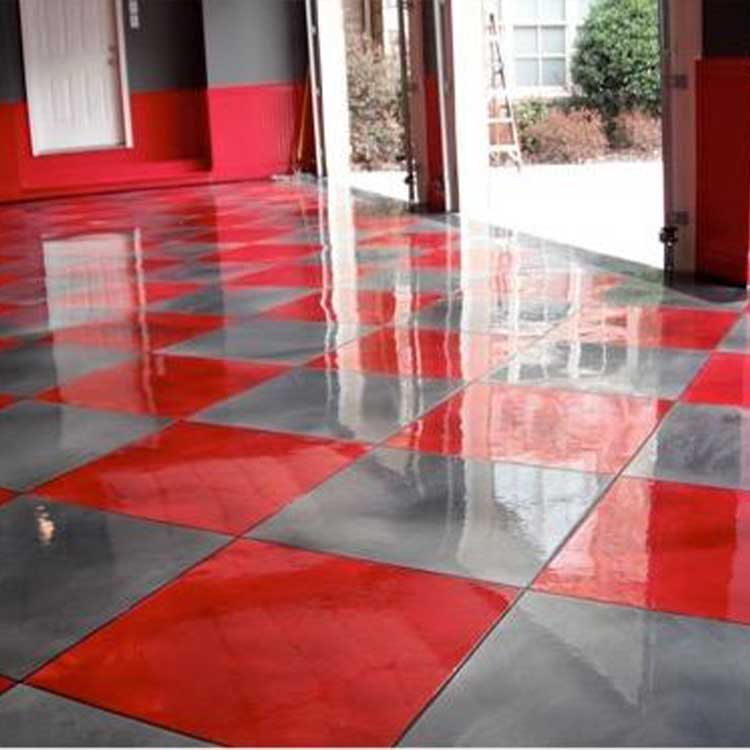 Red & Gray Metallic Epoxy Floor Pattern